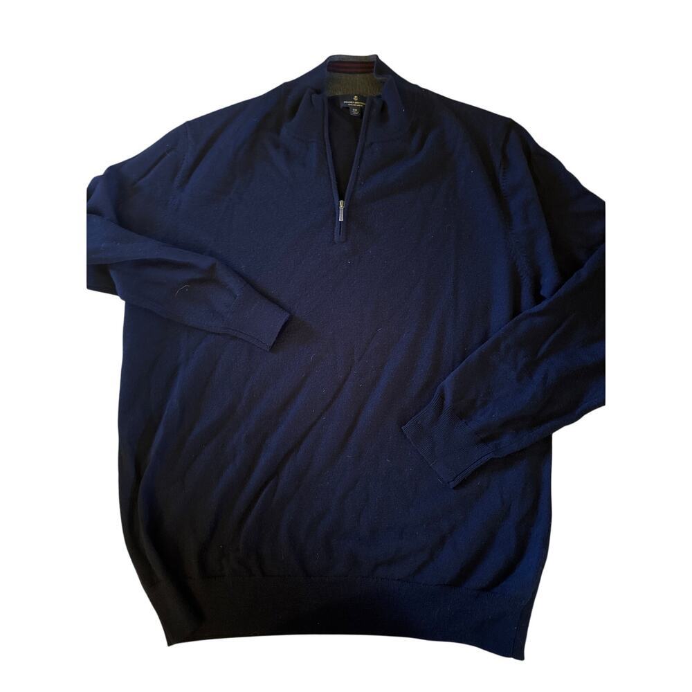 BROOKS BROTHERS MERINO WOOL PULLOVER SWEATER - navy, size XXL